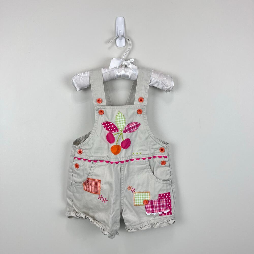 Vintage Y2K Miniwear Patchwork Cherry Shortalls 12 Months